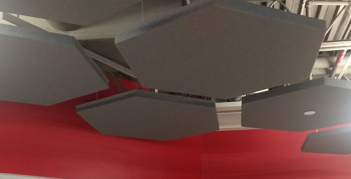 ADW Acoustic Panels mounted on Ceiling with Rotofast Cloud Anchors
