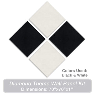 Acoustic Panel Diamond Theme Kit, Black and White