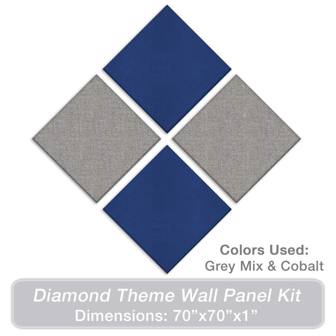 Acoustic Panel Diamond Theme kit, grey mix and cobalt